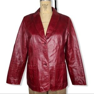Gap vintage red leather blazer jacket large